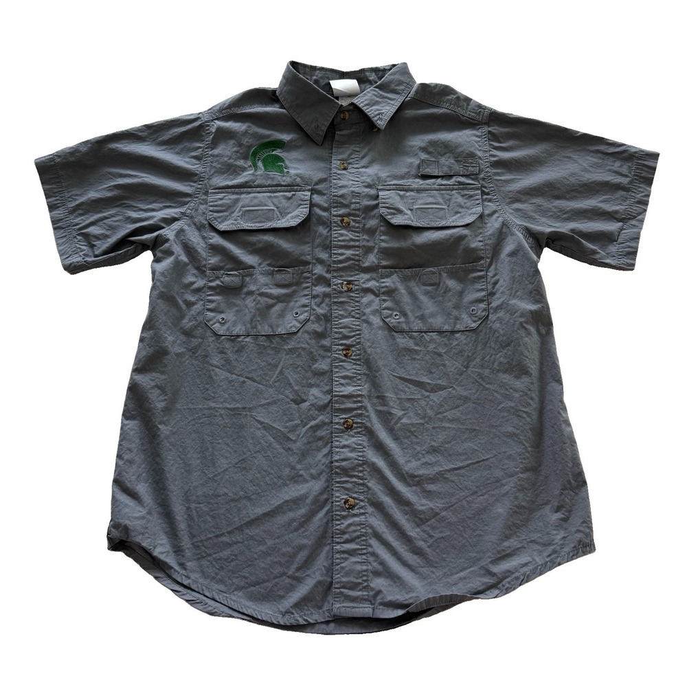 Michigan State Spartans Shirt Mens 2XL Knights Apparel Fishing Vented Gray MSU